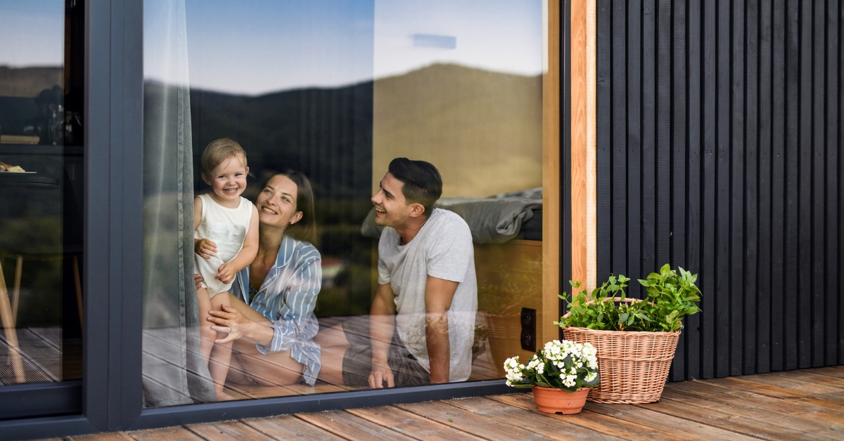 family indoors in summer
