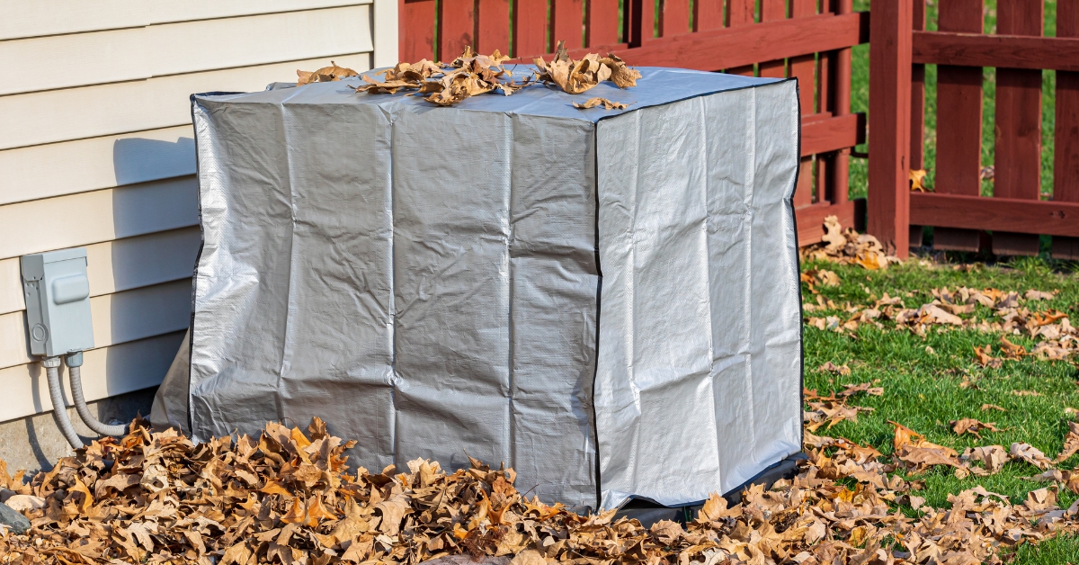 Covered outdoor HVAC unit